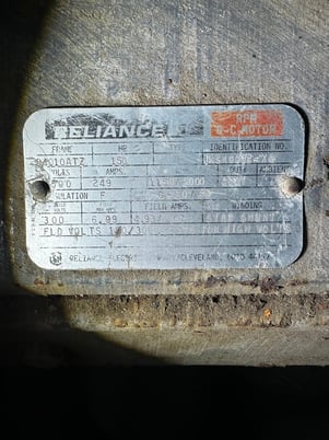 150 HP 1150/2000 RPM Reliance, Frame B4010ATZ, Stab Shunt, 500 VA, 300 VF - Image 1