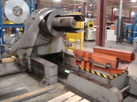 36" x 14 gauge Iowa, cut to length line, 20000 lb. uncoiler w/coil car, 7 roll str.winder, 1979 - Image 1