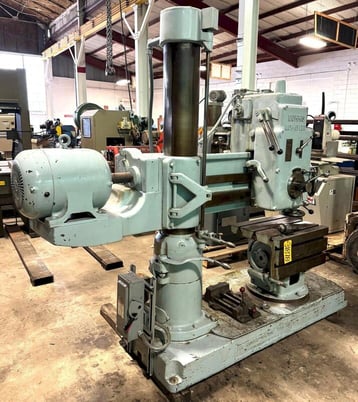 4' -9" Morris Radial Drill, 4 MT, 5 HP, box table, nice, low price - Image 3