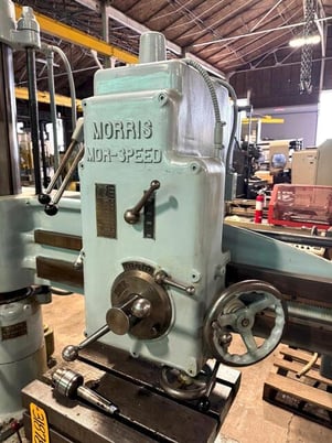 4' -9" Morris Radial Drill, 4 MT, 5 HP, box table, nice, low price - Image 4