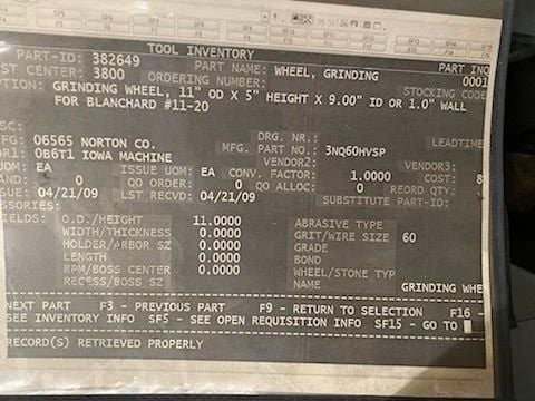Blanchard #11-20, rotary surface grinder, 20" diameter x 7" H Range, 20" chuck, 11" diameter x 5" deep x 1" - Image 5