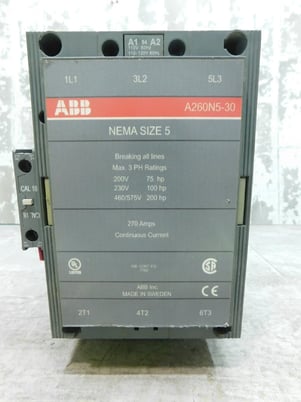 ABB Non-Reversing Contactor #A260N5-30, 3 Pole, 270 Amps, NEMA Size 5, Used - Image 2