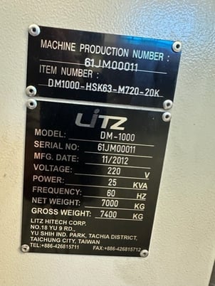 Mitsubishi #DM-1000, CNC vertical machining center, 40" X, 22" Y, 23" Z, 20000 RPM, 2012 - Image 4
