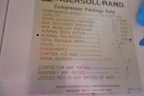 194 cfm, 125 psig, Ingersoll-Rand #EP-5-SE, screw type air compressor, 50 HP - Image 6