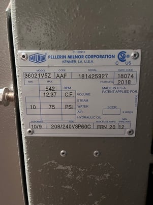 40 Lb. Milnor #MWR16X5, cabinet style rigid mount machine, 208/240 V., 2013 - Image 10