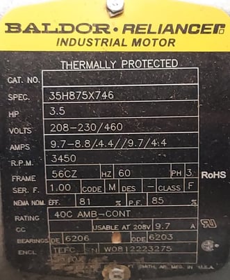 215 cfm, Gast Regenair #R6335A-2, blower, 3.5 HP, 3450 RPM, 2-1/2" ID inlet/outlet - Image 6