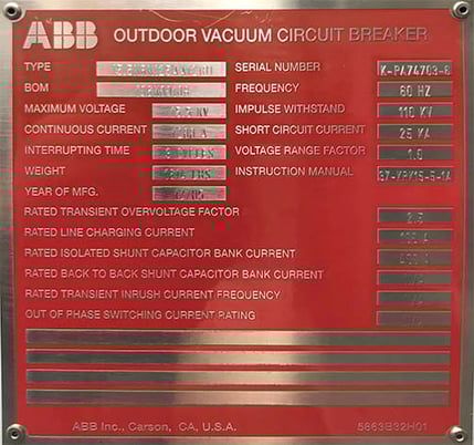 1200 Amp, ABB, ADVAC, 13800 Volts, O/D VACUUM, VM1-2412-25 MECH, UNUSED - Image 5