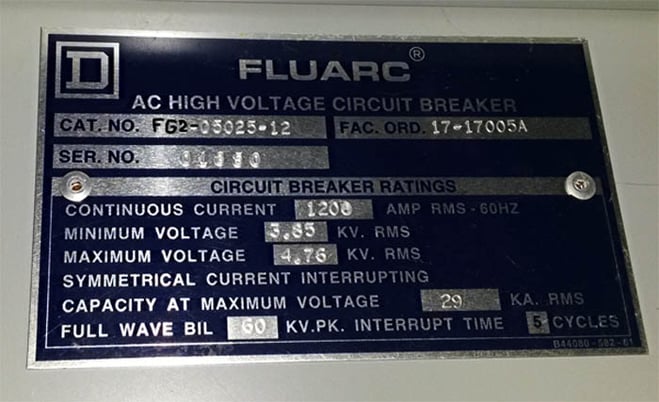 1200 Amp, SQUARE D, FLUARC, FG-2-05025-12, 5000 Volts, electrically operated, drawout - Image 2