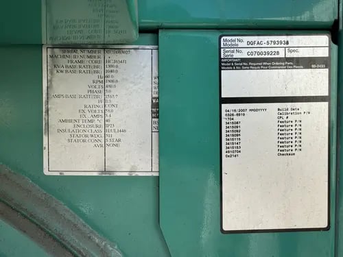 900 KW Cummins #DQFAC, diesel generator set, 277/480 Volts, 710 hours, QST30-G5 engine, EPA Tier 2, open skid - Image 8
