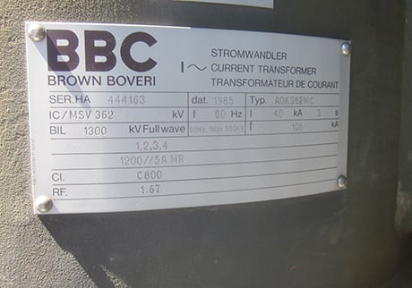 362 kV BBC CT' S TYPE AOK362MC, 362000 V, 1200:5 MRCT' S, SINGLE BUSHING - Image 2
