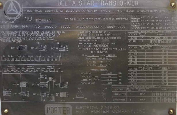 6500/12000/16000/20000 kVA, 69000 Delta Primary, 13200/7620 WYE Secondary, Delta Star Substation - Image 3