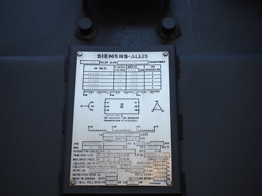 7500/9375 kVA, 13800 Delta Primary, 2400 Wye Secondary, Siemens Substation - Image 1