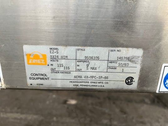 Eriez #EZ-5, Metal Detector, w/Plastic Chain Conveyor, 8" x 24" Aperture, 1.5" max width, 10" Feed length - Image 8