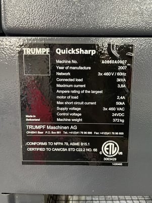 Trumpf #Quicksharp, punch & die grinder, 2800 RPM, 5" diameter wheel, 6" diameter clamp, 1.5 HP, 2007 - Image 2
