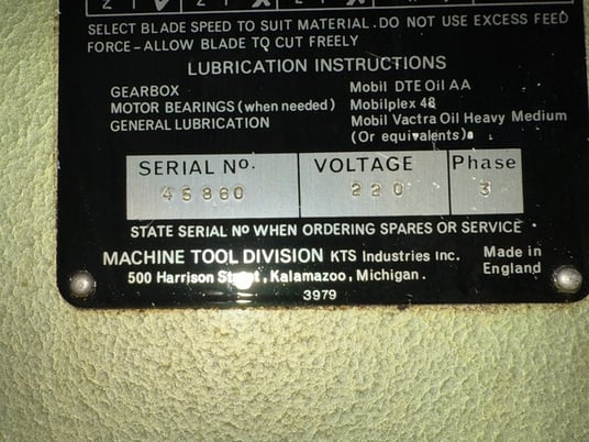 Kalamazoo #Startrite-20-R-10, vertical band saw, 20" throat, 10" under guide, 3/4" blade, 1.5 HP, variable - Image 6