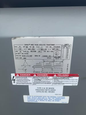 75 KVA 240 Primary, 208Y/120 Secondary, Sorgel #34328-17212-007, 3 phase Insulated Transformers, class AA - Image 4