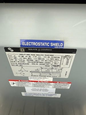 75 KVA 480 Primary, 480Y/276 Secondary, Square D #34349-50122-010, 3 phase Insulated Transformers, class AA - Image 6