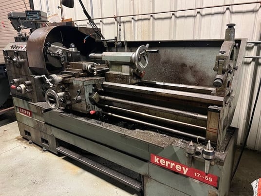 17" x 55" Kerrey Gap Bed Lathe, 24.8" gap, 1520 RPM, inch/metric, 3-jaw 10" chk, Aloris, 5C LCC, SR, digital - Image 1