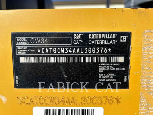 Caterpillar CW34, Pneumatic Tired Compactor, 701 hours, S/N: AL300376, 2019 - Image 6