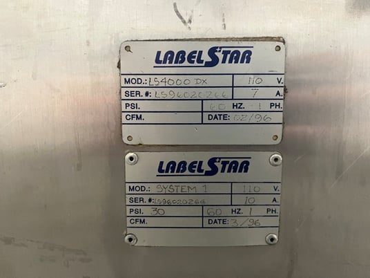 Labelstar #LS4000DX, Wrap-Around Labeler, Single-Head w/Feed Conveyor & Timing Wheel, 1/8 HP, 250 RPM, 130 V - Image 2