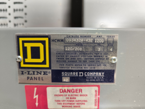 1200 Amp. Square D #HCWM-I-Line, Panelboard, 3 phase, 120/208 VAC, 4 W, 56 Space - Image 2