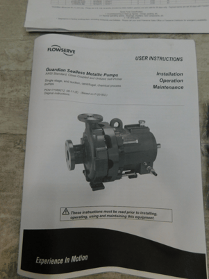 DURCO Guardian Flowserve #LG2X1-10A, Sealless Metallic Pump, Mag Drive, single stage, 275 PSI @ 100&deg;F - Image 6