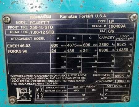 Komatsu #FG420ZT-7, fork lift - Image 3
