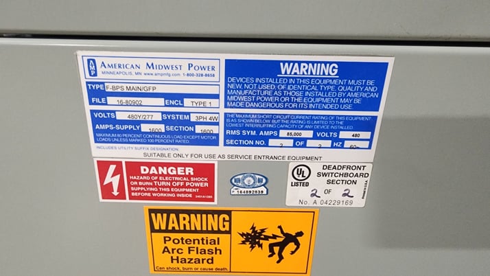 American Midwest Power, 1600 amp. fusible main w/metering switchgear 3 phase 4-wire service entrance - Image 7