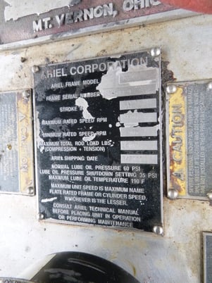 145 HP Ariel #JGP/2, reciprocating compressor, 2 throws, 1 stage, Caterpillar 3306NA engine, 2000 - Image 7