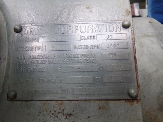 145 HP Ariel #JGP/2, reciprocating compressor, 2 throws, 1 stage, Caterpillar 3306NA engine, 2000 - Image 9