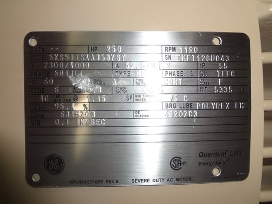 250 HP 1200 RPM General Electric, Frame 5010/5011LL, TEFC, BB, 2300/4160 Volts (2 available) - Image 3