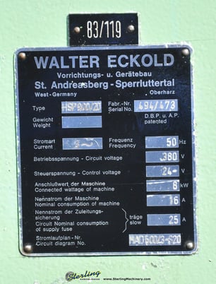 Eckold #HSP900/20, 36" throat, 12"-21" vertical height, dual palm Control, foot pedal, 2001, #A2145 - Image 6