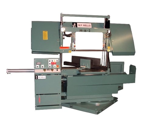 16" x 26" W.F. Wells #M-16-2, Hydraulic Twin-Post Miter Band Saw, 5000 lbs. capacity, 200" x 1.25" Blade, 20" - Image 1