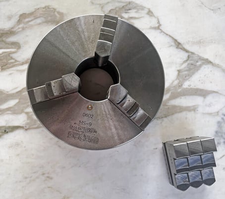 9" Seoam, Solid 3-Jaw Chuck w/Flat Back Mount - Image 1