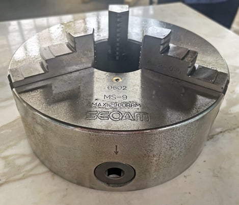 9" Seoam, Solid 3-Jaw Chuck w/Flat Back Mount - Image 2