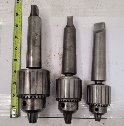Jacobs, Drill Chucks, (1) 0-12" capacity, (1) 0-3/8" capacity & (1) 5-20 mm capacity, #4 Morse Taper, Set of 3 - Image 1