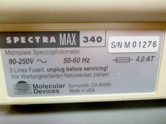 Molecular Devices #Spectra-Max-340, Microplate Spectrophotometer, 1.3' L x 1.8' width x 8.5" H overall - Image 7