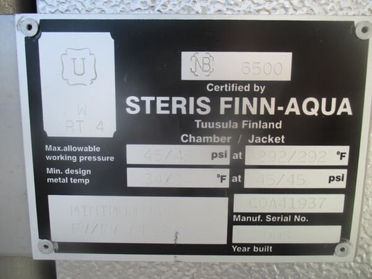 Steris Finn Aqua #GLP, stainless steam sterilizer / autoclave, 292&deg;F, 45 psi - Image 9