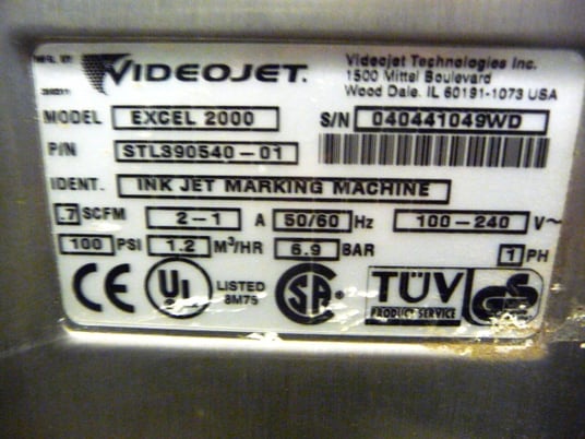 Video Video Jet #EXCEL2000, ink jet printer, serial #040441049WD - Image 4