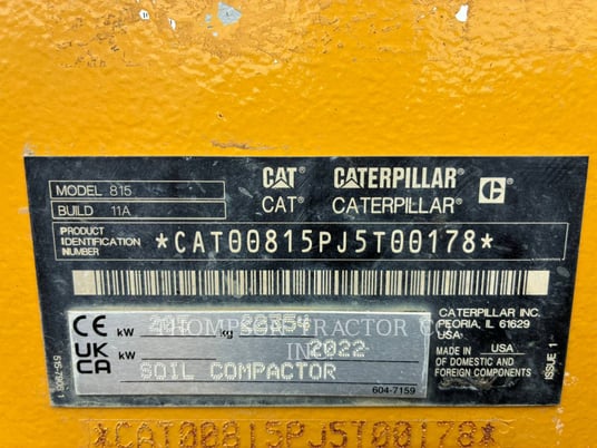 Caterpillar 815, Compactor, 857 hours, S/N: J5T00178, 2022 - Image 6