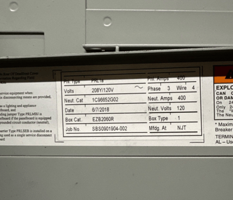 400 Amp. Cutler Hammer, PRL1A, Panelboard, 208Y/120 Volts 3PH 4W Indoor Encl 42 Circuit MCB P473, New - Image 3