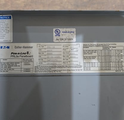 400 Amp. Eaton, PRL3A Pow-R-Line, Panelboard, 480 Volts 3PH 3W MCB HKD 400 Amp Panel 3R Encl - Image 4