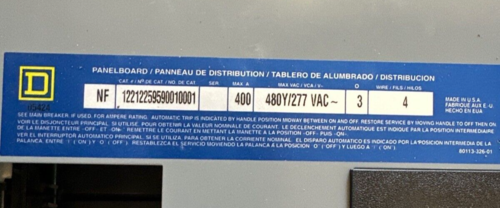 400 Amp. Square D NF, Panelboard, 480/277 Volts 3PH 4W Main LAP36400MT W/ JDL36200 30 Cir P555 - Image 5