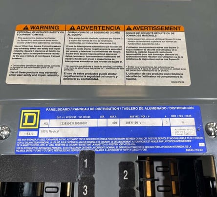 400 Amp. Square D NQ, Panelboard, 208/120 Volts 3PH 4W MLO 42 Circuit Indoor Encl SP101 - Image 3