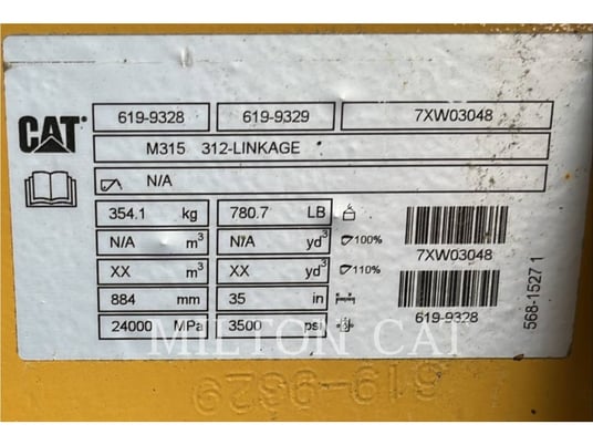 Cat M314/M315 TILTING PIN LOCK COUPLER, Quick Coupler, S/N: 7XW03048, 2022 - Image 4