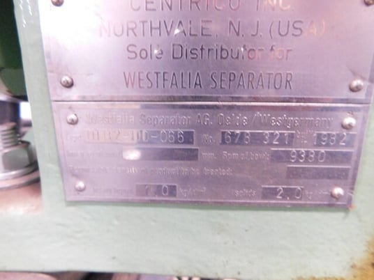 Westfalia #OTB2-00-066, separator disc centrifuge, NI-200, 9380 RPM - Image 10