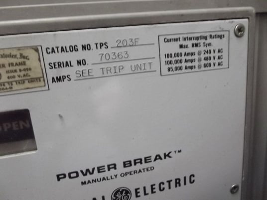 1200 Amps, General Electric, Power Break TPS 203F, 600 Volts - Image 2