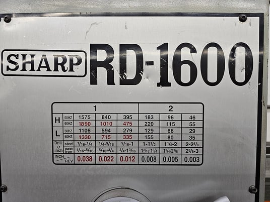 Sharp #RD-1600, box table, coolant system, built-in automatic tool ejector, automatic spindle reverse for - Image 6