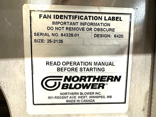 Northern Blower, size 25-2125, pressure blower, Northern Blower contact parts & wheel - Image 5