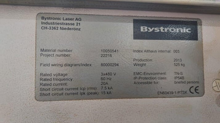 Bystronic #BySprint-Fiber-3015, 4000 watt laser cutting machine, handheld controller, 2013 - Image 10